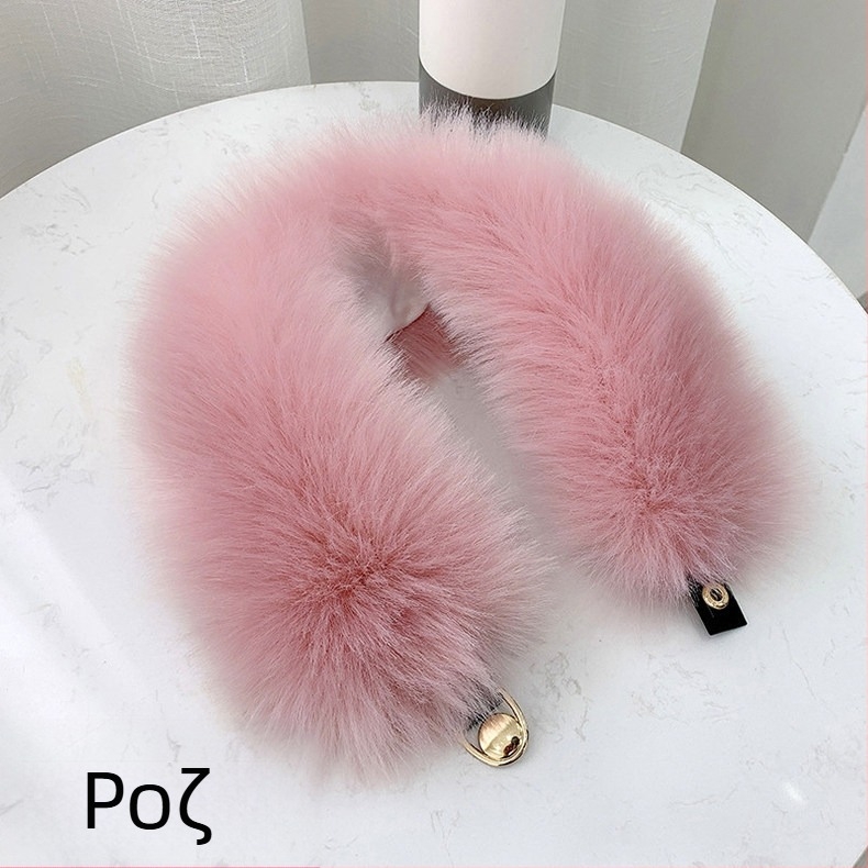 Ink Σάλι με γούνα αλεπούς σε γιακά, πλεκτό από νάιλον, ζεστό για τον χειμώνα, πλάτος 12 cm