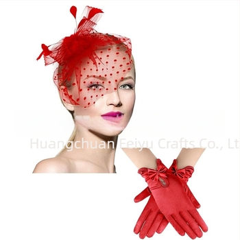 Σετ κεφαλής από δίχτυ με φτερά και δαντελέν γάντια — χειροποίητο, κωδικός WEN7-30, ατομικά συσκευασμένο, για γυναίκες