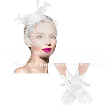 Σετ κεφαλής από δίχτυ με φτερά και δαντελέν γάντια — χειροποίητο, κωδικός WEN7-30, ατομικά συσκευασμένο, για γυναίκες