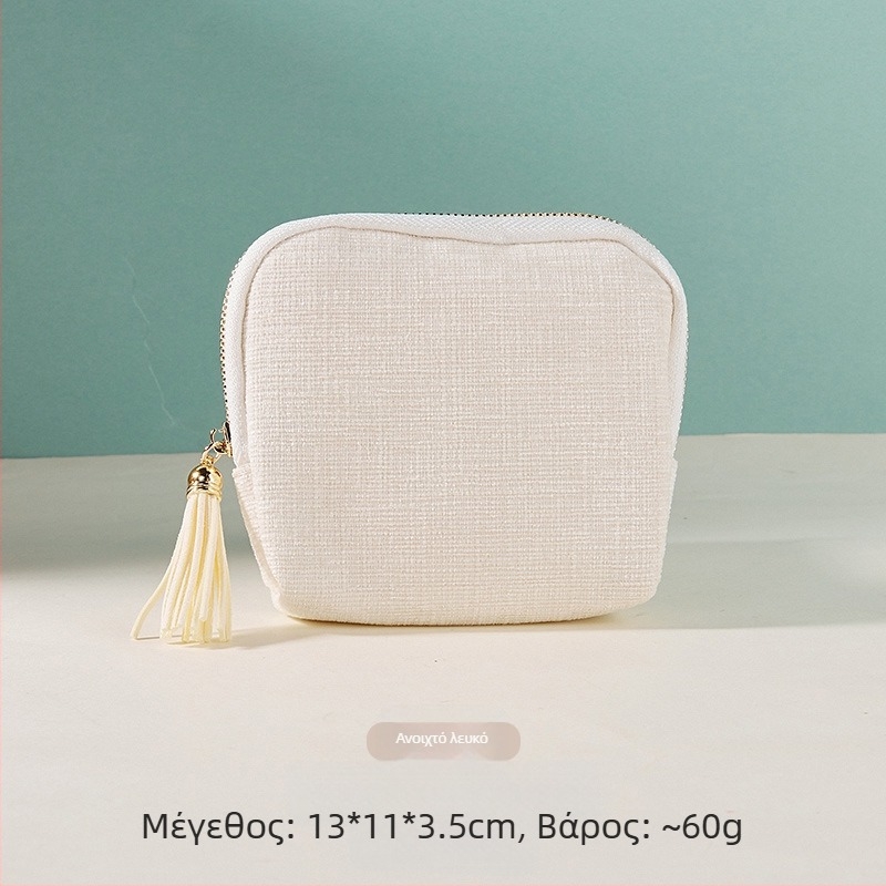 Θήκη αποθήκευσης κοσμημάτων με φούντα και φερμουάρ, Μεγάλη χωρητικότητα, βελούδινο διπλό στρώμα