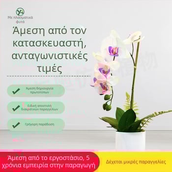 Τεχνητή ορχιδέα Phalaenopsis σε μαλακό PVC, 3D εμφάνιση, διακοσμητικό φυτό σε γλάστρα για σαλόνι, γάμους και φωτογραφήσεις
