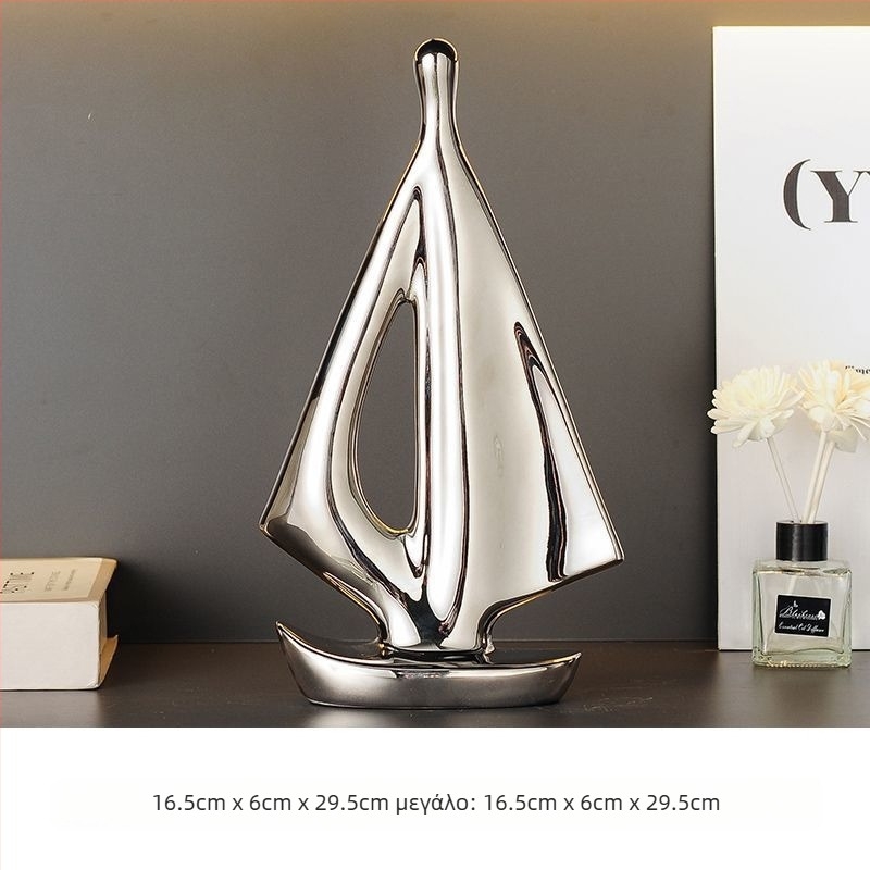 Κεραμικό διακοσμητικό καραβάκι, απλός και μοντέρνος σχεδιασμός, ηλεκτροπλατιωμένη επιφάνεια, δώρο γενεθλίων σε συμμαθητή
