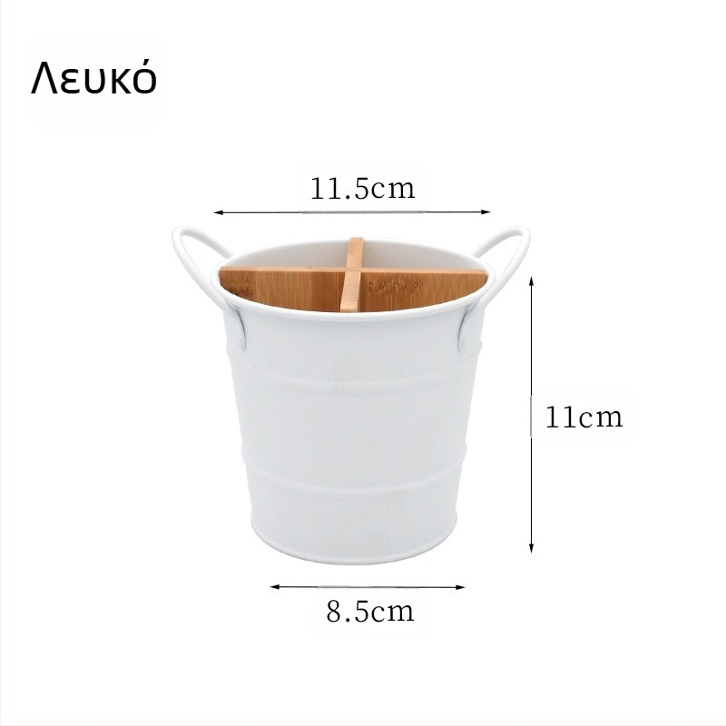 Ανοξείδωτος δοχέας για chopsticks, βαρελοειδούς σχήματος, με διαχωριστικό, ανοιχτό επάνω μέρος, οικιακή χρήση