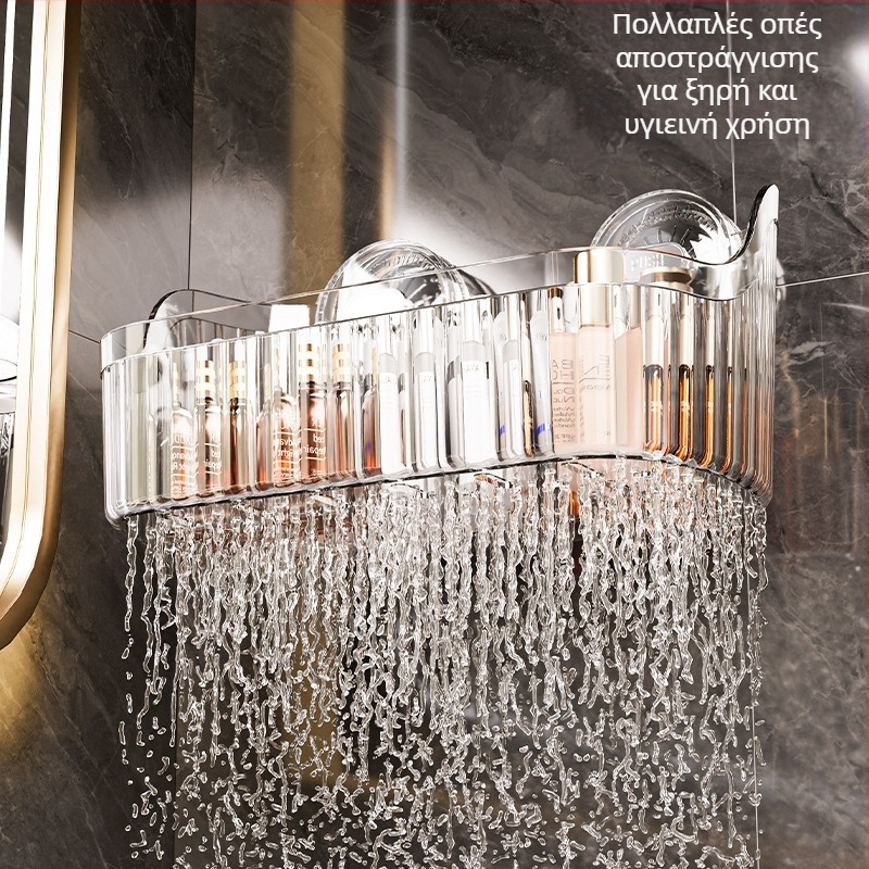 Independent Ράφι Μπάνιου Τοίχου με Βεντούζα, Χωρίς Τρύπες, Μεγάλη Χωρητικότητα, Στυλ Light Luxury