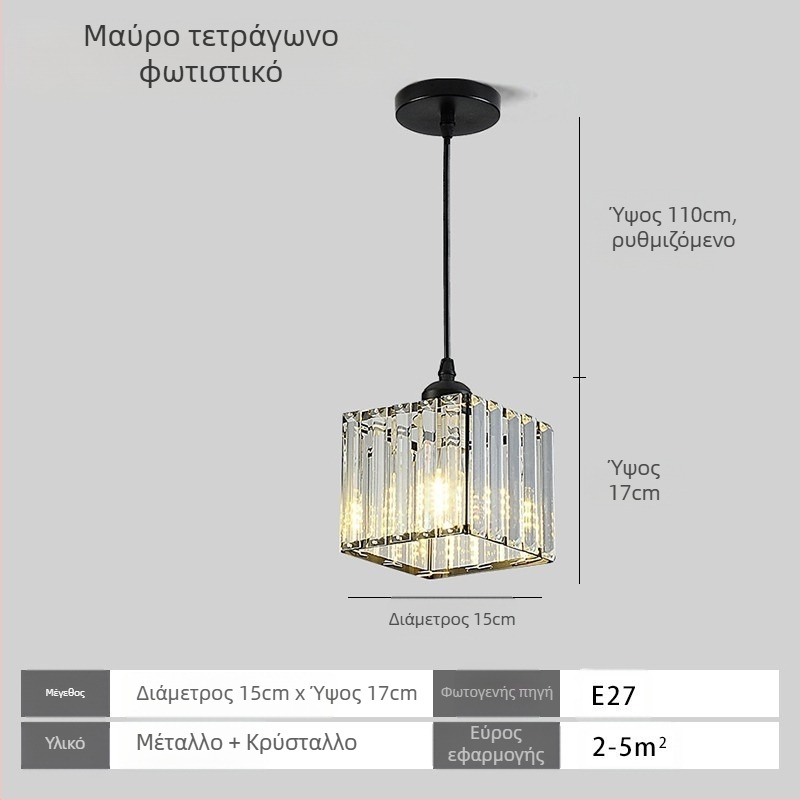 Κρυστάλλινο κρεμαστό φωτιστικό οροφής, πολυκεφαλής, LED φωτισμός, ρυθμιζόμενος ύψος, μεταλλική σκιά από σίδηρο, κατάλληλο για είσοδο και μπαλκόνι, ευρωπαϊκό στυλ, κάλυψη 5–10 m²