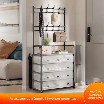 Μεταλλικό ράφι παπουτσιών και καπέλων με 3 ή 4 στρώσεις για είσοδο, πολυλειτουργικό αποθηκευτικό ντουλάπι, μοντέρνο μινιμαλιστικό στυλ