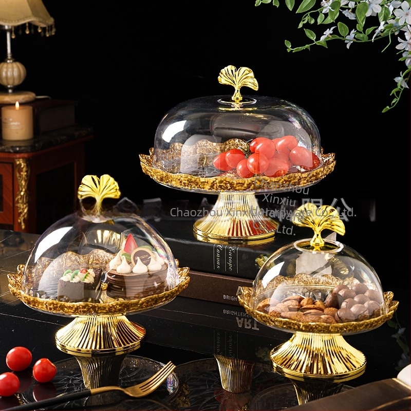 Πλαστικό πιάτο φρούτων και επιδορπίου με επίχρυσο φινίρισμα, στιλ ήπιας πολυτελείας, ποιοτικό προϊόν, μη εισαγόμενο