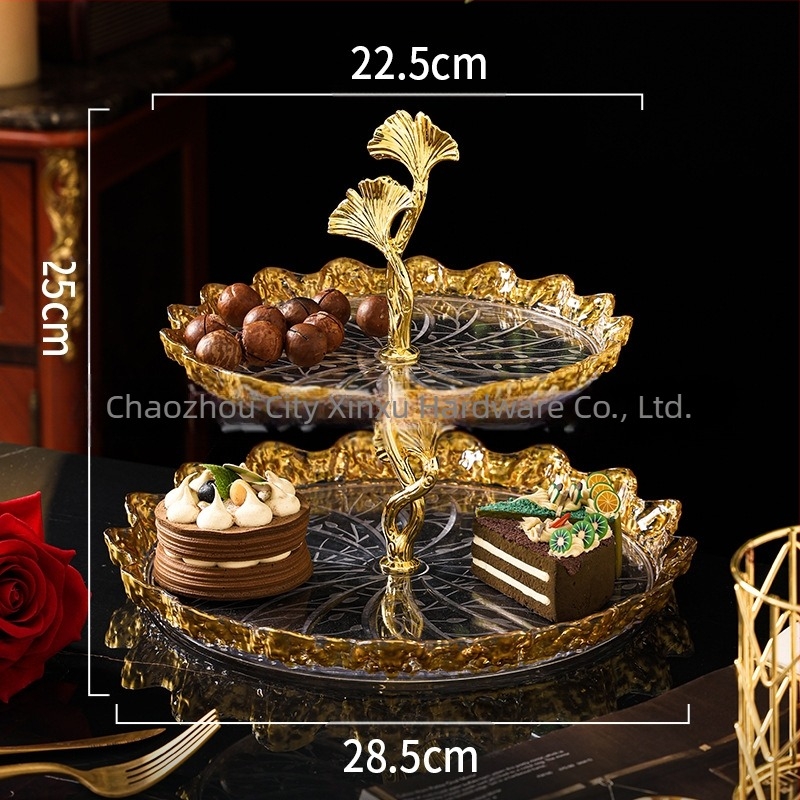 Πλαστικό πιάτο φρούτων και επιδορπίου με επίχρυσο φινίρισμα, στιλ ήπιας πολυτελείας, ποιοτικό προϊόν, μη εισαγόμενο