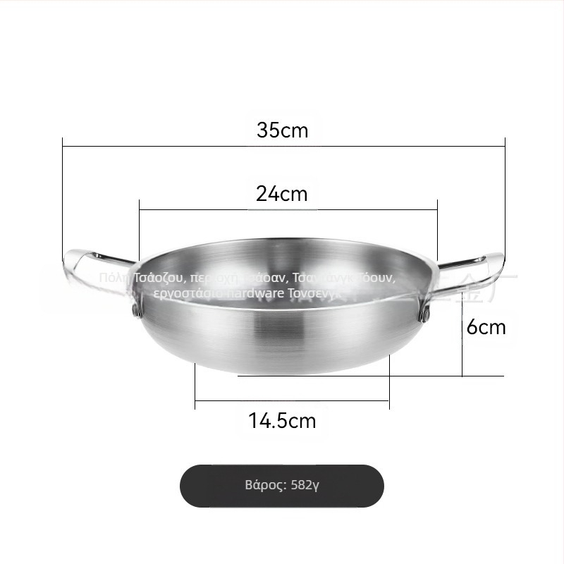 Κορεατικού στυλ κατσαρόλα από ανοξείδωτο ατσάλι με παχύτερους τοίχους, για νούντλ, οικιακή χρήση, μη ηλεκτρική, συμβατή με γενική εστία