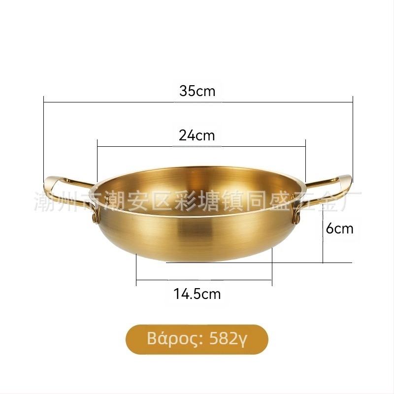 Κορεατικού στυλ κατσαρόλα από ανοξείδωτο ατσάλι με παχύτερους τοίχους, για νούντλ, οικιακή χρήση, μη ηλεκτρική, συμβατή με γενική εστία