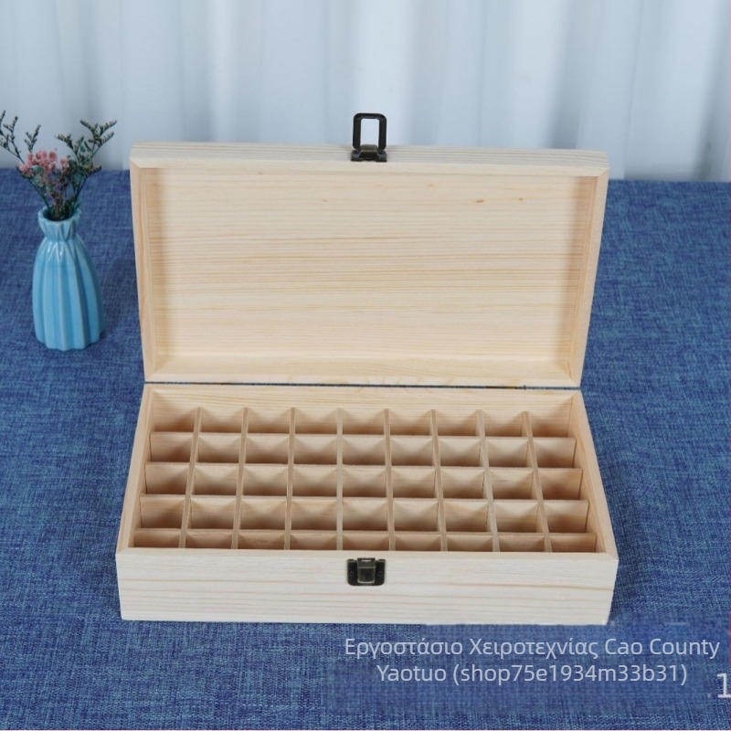 Ξύλινο κουτί αποθήκευσης αιθέριων ελαίων με πολλά διαμερίσματα, επιτραπέζιος οργανωτής με ανακλινόμενο καπάκι, δυνατότητα εκτύπωσης λογότυπου