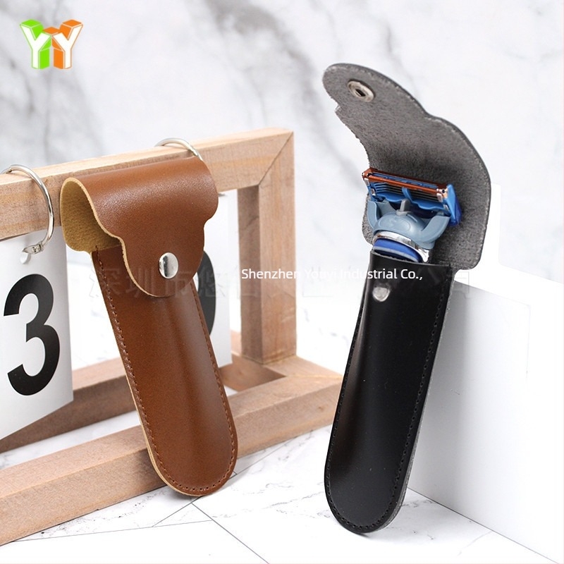 Χειροκίνητο ξυριστικό με θήκη PU δέρμα, ρετρό αποθήκευση, 1 λεπίδα, πακέτο 600 τεμάχια