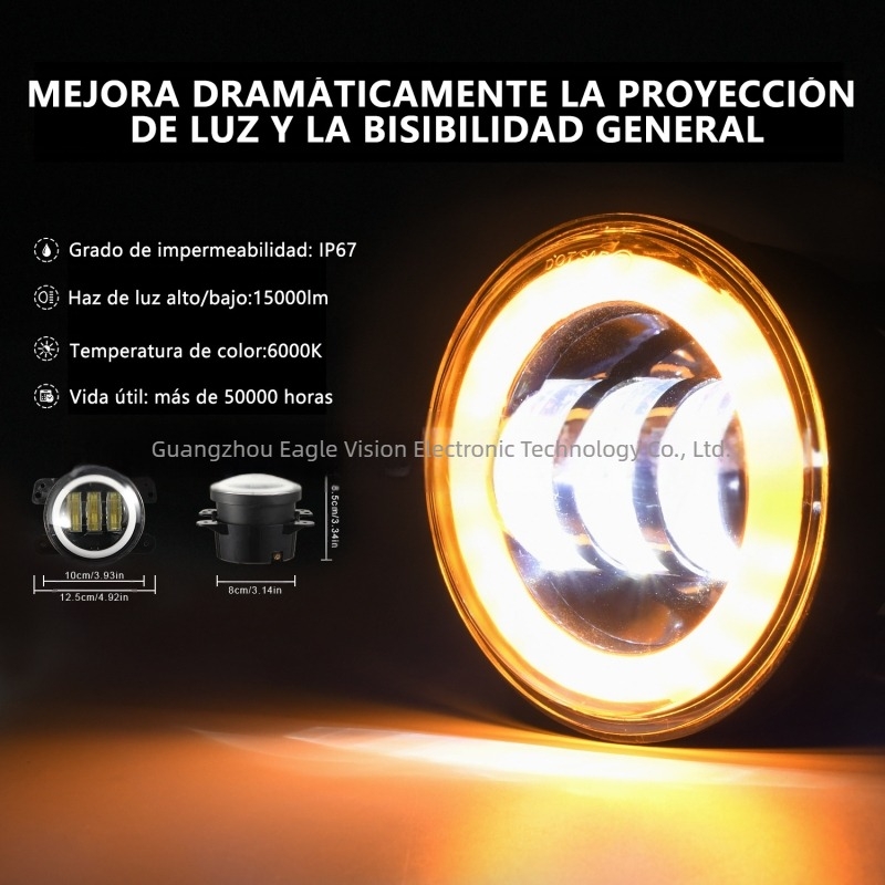 LED φανάρι ομίχλης για Jeep Wrangler εκτός δρόμου SUV με αλουμινένιο περίβλημα, 6000K θερμοκρασία χρώματος, ανακλαστικό κύπελλο, 0.75 A ρεύμα