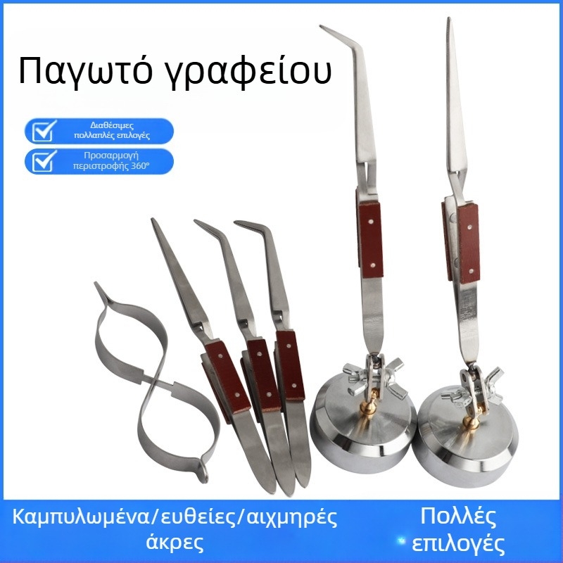 Πανταχρηστικός σφιγκτήρας συγκόλλησης, επιτραπέζια γωνιώδης κατασκευή, αντίστροφος κλιπ, με ευθείες και καμπύλες σιαγόνες, αντιολισθητικά δόντια