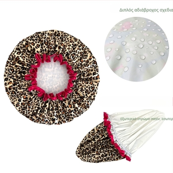 Γυναικείο καπέλο ντους από PEVA, αδιάβροχο, διπλού στρώματος, χωρίς λογότυπο, με δυνατότητα εξατομίκευσης