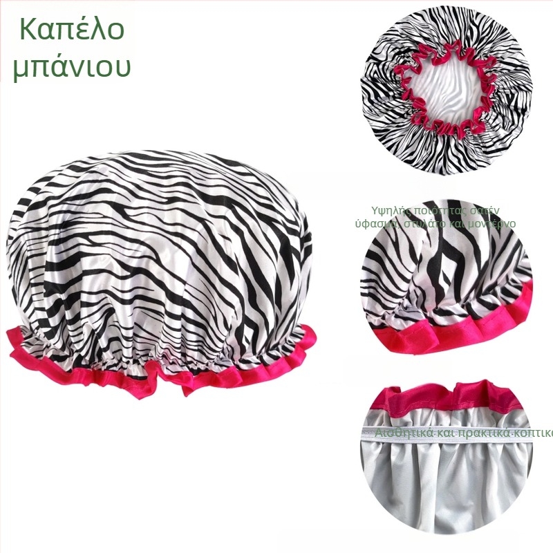 Γυναικείο καπέλο ντους από PEVA, αδιάβροχο, διπλού στρώματος, χωρίς λογότυπο, με δυνατότητα εξατομίκευσης