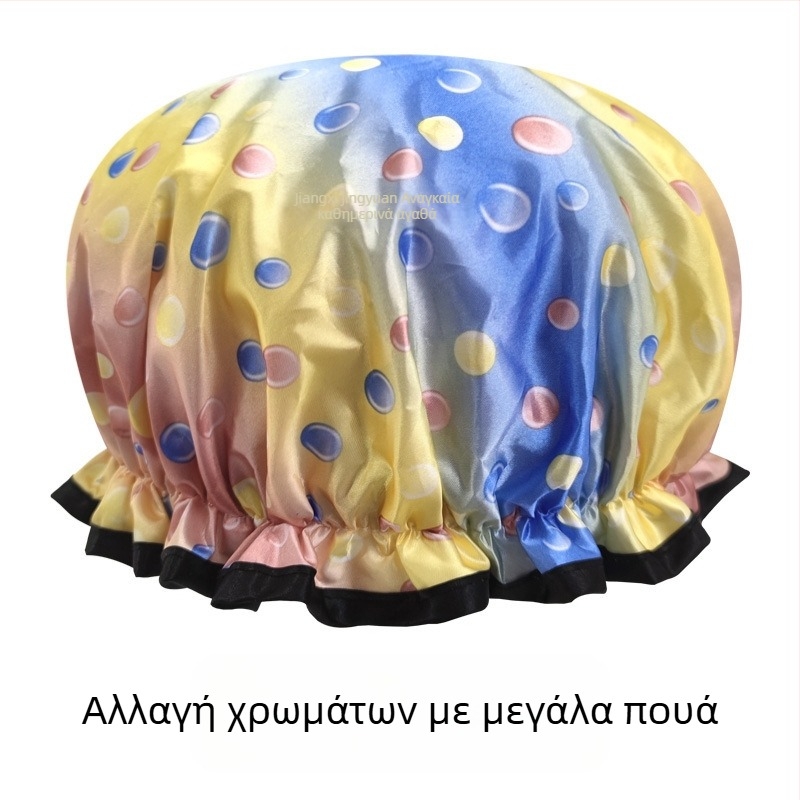 Γυναικείο καπέλο ντους από PEVA, αδιάβροχο, διπλού στρώματος, χωρίς λογότυπο, με δυνατότητα εξατομίκευσης