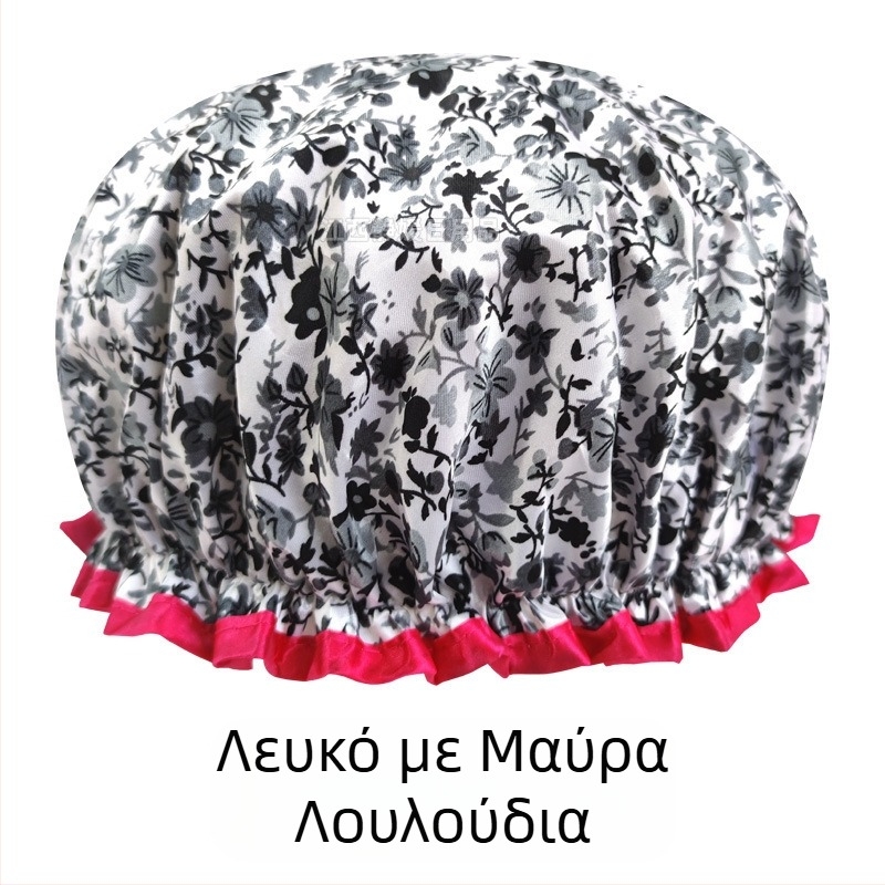 Γυναικείο καπέλο ντους από PEVA, αδιάβροχο, διπλού στρώματος, χωρίς λογότυπο, με δυνατότητα εξατομίκευσης