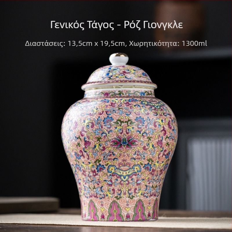 Κεραμικά δοχεία τσαγιού με μοτίβο άνθη δαμασκηνιάς, 2 κιλά, ρετρό στυλ διακριτικής πολυτέλειας