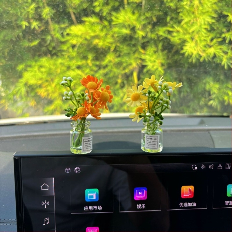 Γυάλινο διακοσμητικό εσωτερικού αυτοκινήτου με ηλίανθο – μοντέρνος σχεδιασμός για ταμπλό και κεντρική κονσόλα