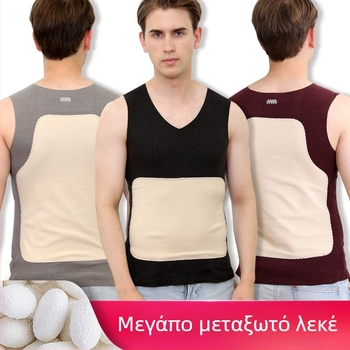 Ανδρικό γιλέκο με φαρδιά ραφή ώμων, V-λαιμό, ανάμειξη κασμίρ-μετάξι, παχύ ύφασμα για φθινοπωρινή και χειμερινή χρήση