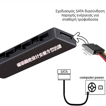 ARGB hub και PWM δύο σε ένα hub για ανεμιστήρες PC, υποστηρίζει 8 ανεμιστήρες, έλεγχος ταχύτητας PWM, συγχρονισμός ARGB, μοντέλο LP-8P-HUB