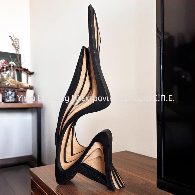 Ξύλινες 3D καμπύλες διακοσμητικές φιγούρες για οικιακή διακόσμηση, μη κανονικού σχήματος έργο τέχνης (Υλικό: Poplar; Κωδικός προϊόντος: Curve art ornaments; Κατηγορία: Διακοσμητικά; Τύπος υλικού: Ξύλο)