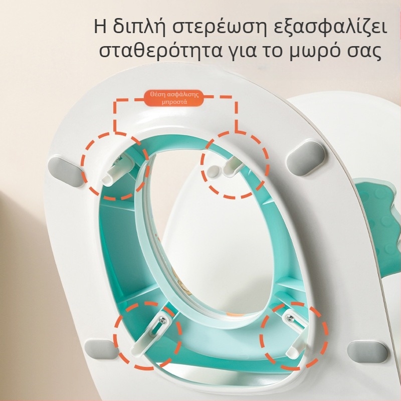 Μεγάλο παιδικό κάθισμα τουαλέτας με καπάκι, κατάλληλο για 1-3 ετών, unisex, πλαστικό