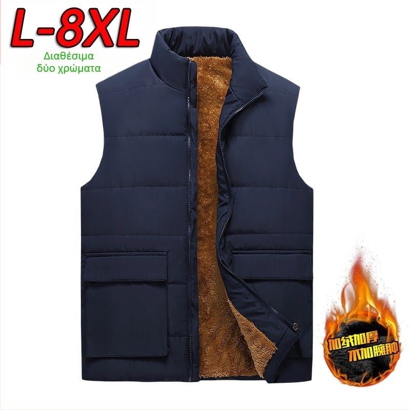 Ανδρικό γιλέκο φλίς με σταθερό γιακά, φερμουάρ, μονόχρωμο, εξωτερικό 100% πολυεστέρας, επένδυση πολυεστέρα