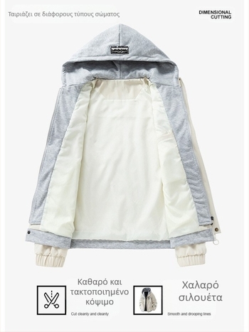 Ανδρικό μπουφάν εξωτερικού τύπου με κουκούλα, ανεμοφράκτο, πολυεστερικό ύφασμα, μακριά μανίκια, μεσαίας πυκνότητας