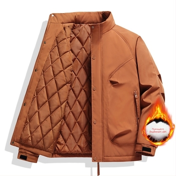 Μπουφάν με σταθερό γιακά, φερμουάρ, παχύτερη μόνωση, 3D τσέπες‑patch, εφαρμοστό στυλ