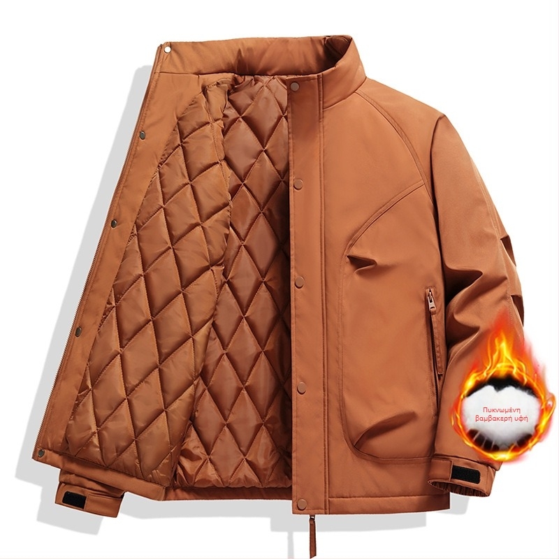 Μπουφάν με σταθερό γιακά, φερμουάρ, παχύτερη μόνωση, 3D τσέπες‑patch, εφαρμοστό στυλ