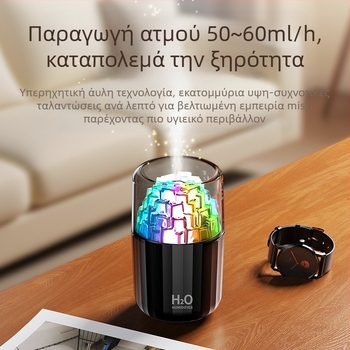 Μίνι υγραντήρας USB με σχέδιο κύβου πάγου, 3D πολύχρωμο φως ατμόσφαιρας, αθόρυβος επιτραπέζιος υγραντήρας για αρωματοθεραπεία