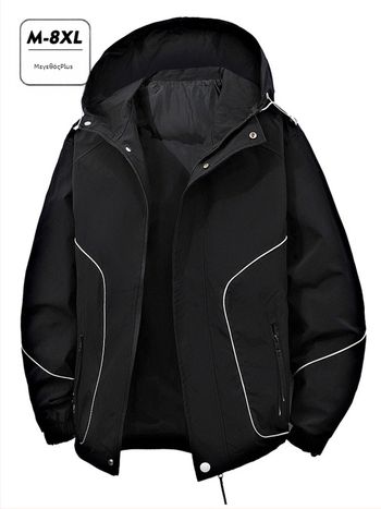 Μπουφάν εργασίας εξωτερικού χώρου με κουκούλα, χαλαρή εφαρμογή, 100% πολυεστέρας, διαπνέον, φερμουάρ