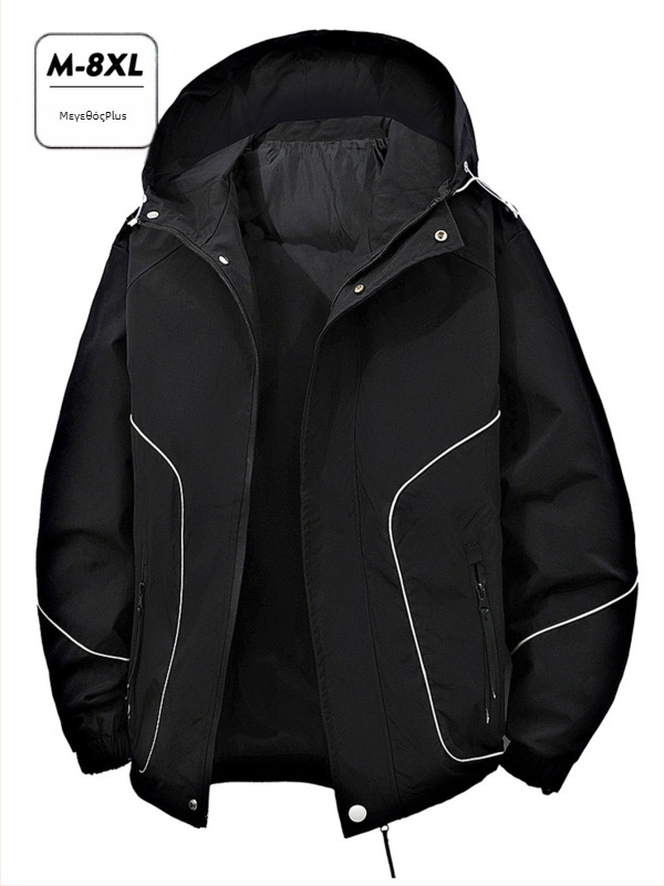 Μπουφάν εργασίας εξωτερικού χώρου με κουκούλα, χαλαρή εφαρμογή, 100% πολυεστέρας, διαπνέον, φερμουάρ