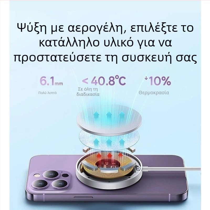 Μαγνητικό Ασύρματο Φορτιστή για iPhone 15/16/14/13/12/11/8 Pro – QC4.0 γρήγορη φόρτιση