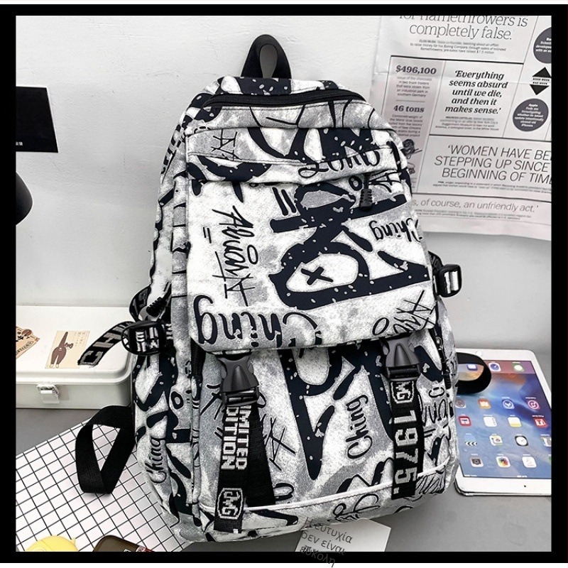 Unisex νάιλον σακίδιο πλάτης με καμουφλάζ graffiti σχέδιο, 20–35L, διαπνέον, αδιάβροχο, ανθεκτικό στη φθορά, ιμάντες ώμων με αερό-μαξιλάρι