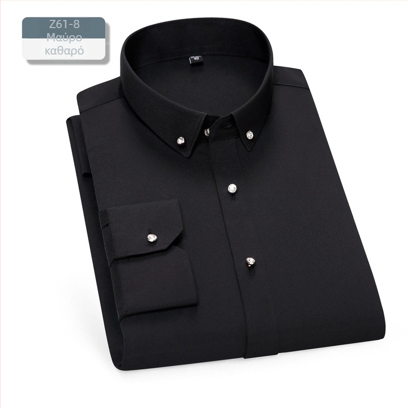 Ανδρικό πουκάμισο – σε γραμμή slim-fit, τετράγωνη λαιμόκοψη, μακριά μανίκια, βαμμένο με νήματα, πολυεστερική ανάμειξη