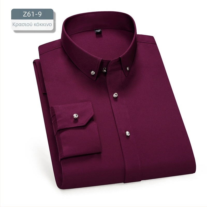 Ανδρικό πουκάμισο – σε γραμμή slim-fit, τετράγωνη λαιμόκοψη, μακριά μανίκια, βαμμένο με νήματα, πολυεστερική ανάμειξη