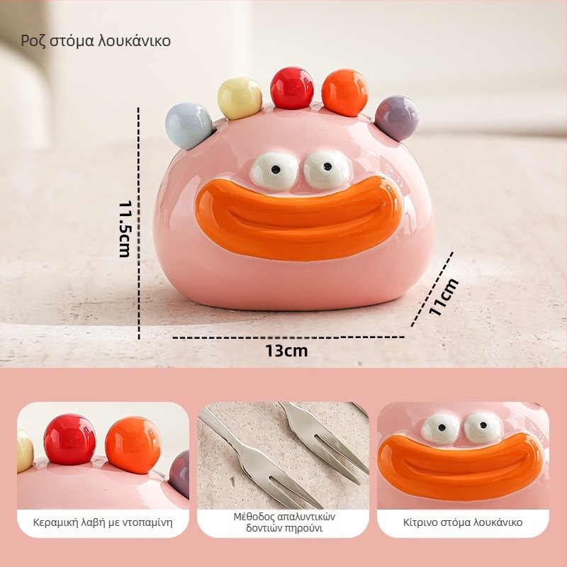 Σετ πιρουνάκια φρούτων για παιδιά, από ανοξείδωτο ατσάλι, γλυκό καρτούν στυλ, φινίρισμα καθρέφτη