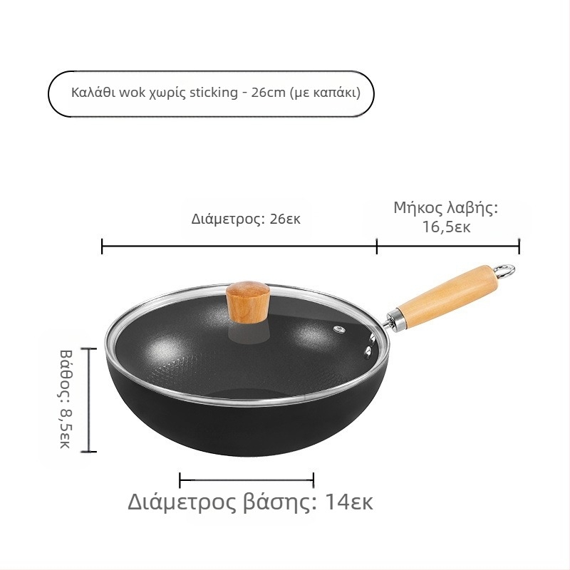 Μίνι γουόκ από σφυρήλατο σίδερο, με ένα πάτο, βάθος 8 εκ, γυάλινο καπάκι