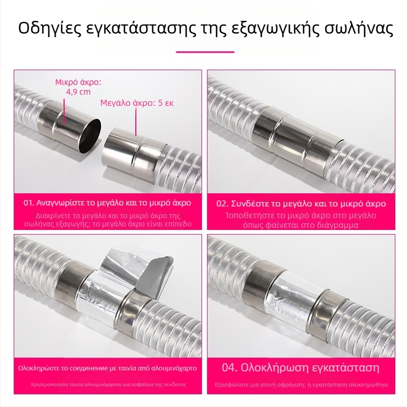 Αγωγός εξάτμισης αερίου για θερμαντήρα νερού, ανοξείδωτος σωλήνας με αλουμινόφυλλο, επεκτεινόμενος εύκαμπτος σωλήνας, μοντέλο Y-RSQ-LBDT-60, μάρκα Conjoranco