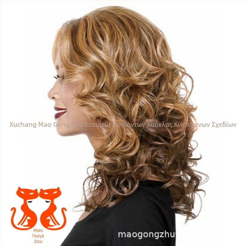 Περούκα, μακριά σγουρή, εξωτικό στιλ, αφράτη υφή Shifu, θερμοανθεκτικό καλώδιο, μοντέλο T9A271