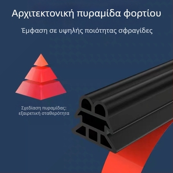 Λωρίδα στεγανοποίησης πόρτας αυτοκινήτου – πυραμίδικού τύπου, 3‑στρώσεων από καουτσούκ, με ηχομόνωση, προστασία από σκόνη και νερό.