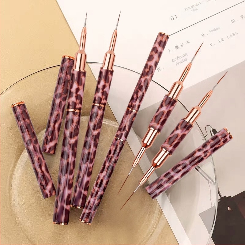 Minychi σετ εργαλείων νυχιών 5 τεμαχίων με μεταλλικές μακριές λαβές, επίπεδο άκρο για gradient σχεδίαση, λουλούδι και λεπτές γραμμές