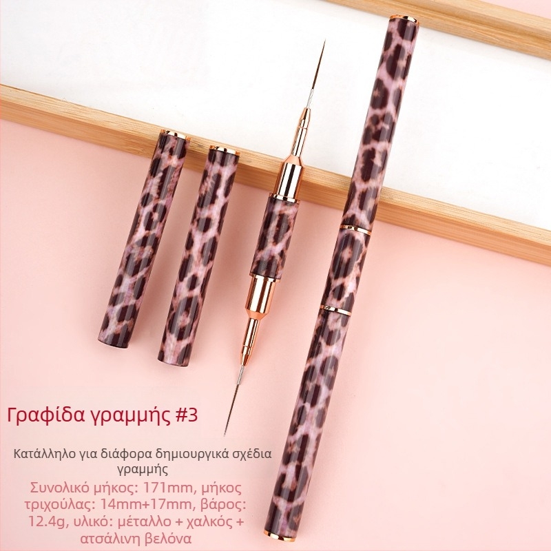 Minychi σετ εργαλείων νυχιών 5 τεμαχίων με μεταλλικές μακριές λαβές, επίπεδο άκρο για gradient σχεδίαση, λουλούδι και λεπτές γραμμές