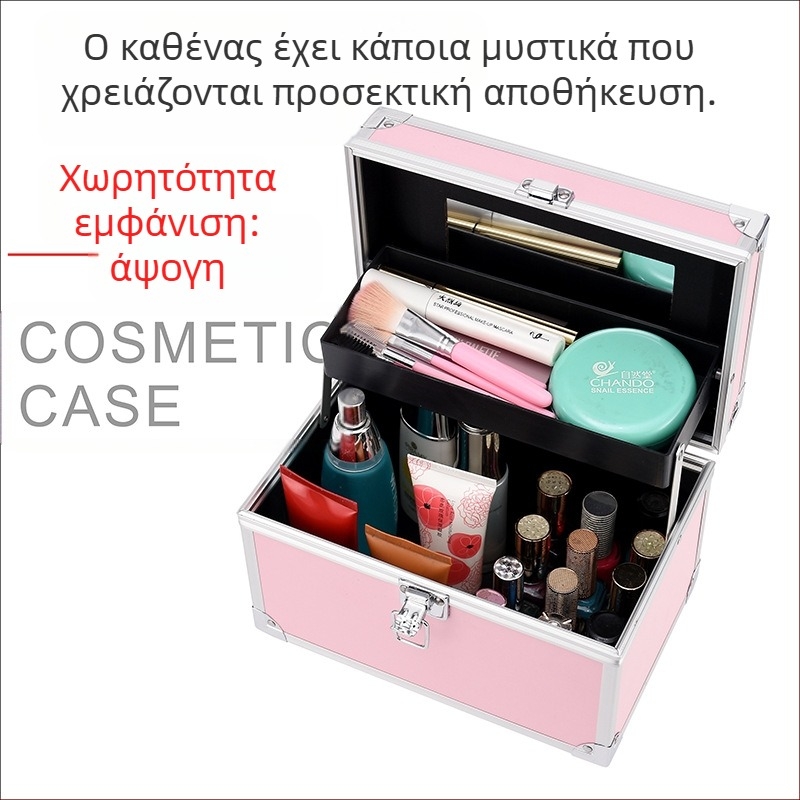 Θήκη Καλλυντικών με PVC κατασκευή, άνοιγμα με αλουμινένιο πλαίσιο και τροχούς μονής κατεύθυνσης