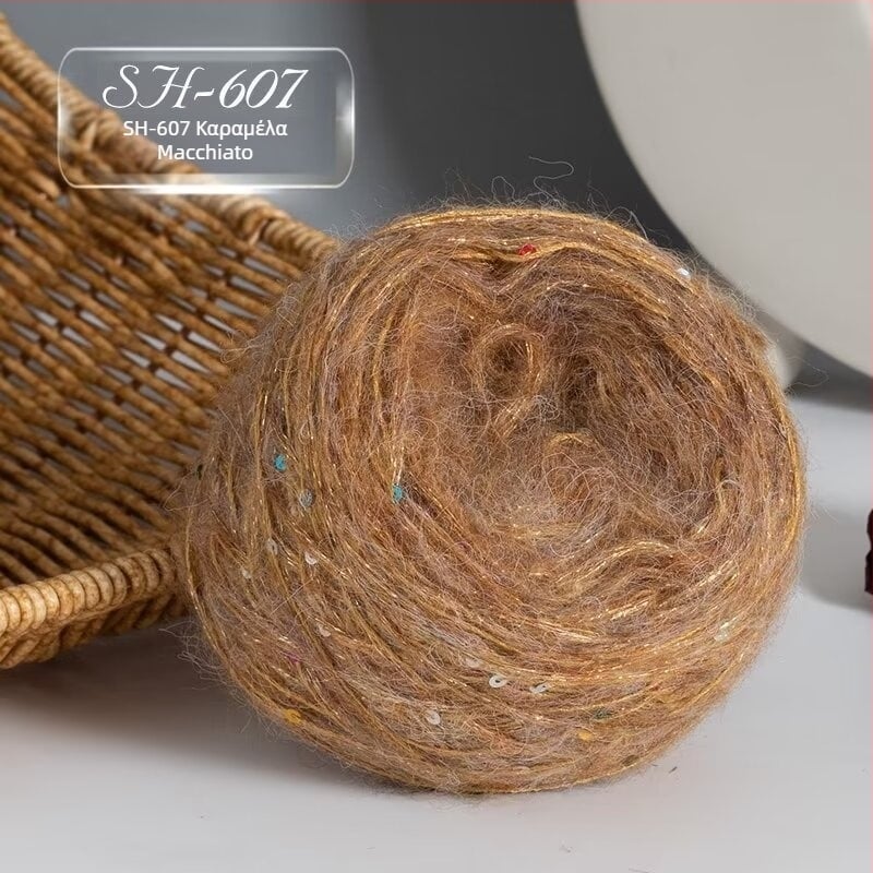 Νήμα Mohair για Πλέξιμο — DIY σετ για φουλάρι και καπέλο με παγιέτες