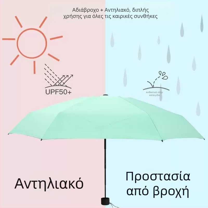 Δημιουργική μίνι ομπρέλα τύπου κάψουλας με UV προστασία, συμπαγής ομπρέλα τσέπης, μαύρη επίστρωση βινυλίου