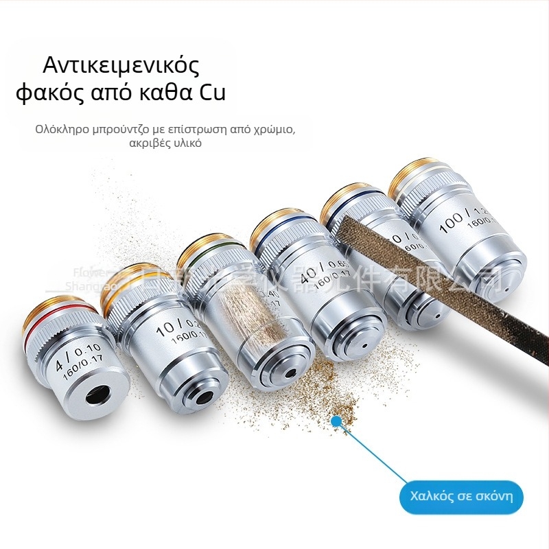 NISHAI αχρωματικός αντικειμενικός φακός μικροσκοπίου — σετ 4x/10x/20x/40x/60x; εφαρμογές: βιολογία, χημεία, έρευνα